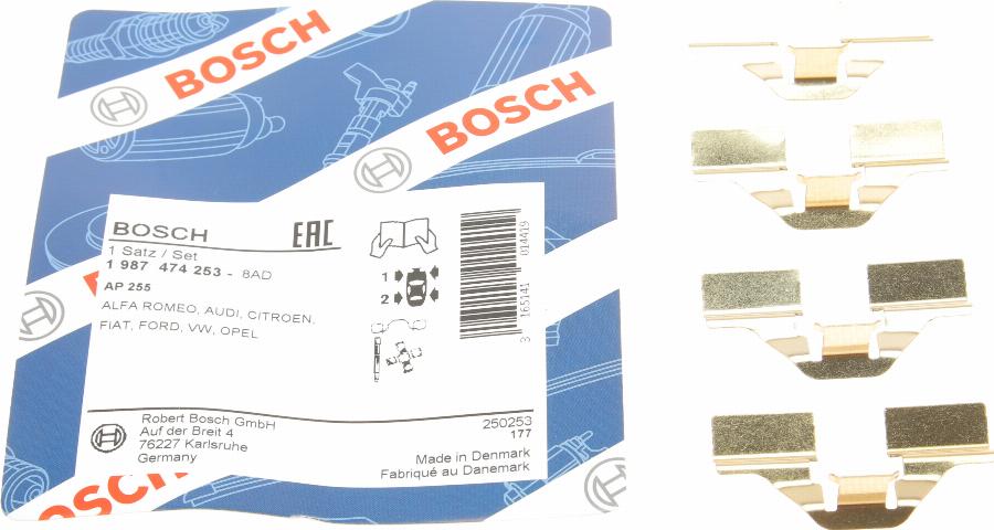 BOSCH 1 987 474 253 - Комплектующие для колодок дискового тормоза autosila-amz.com