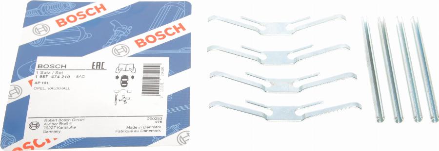 BOSCH 1 987 474 210 - Комплектующие для колодок дискового тормоза autosila-amz.com