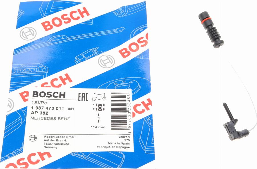 BOSCH 1 987 473 011 - Сигнализатор, износ тормозных колодок autosila-amz.com