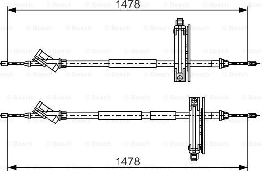 BOSCH 1 987 477 932 - трос ручника л.+п.\ Ford Focus all 98-04 drum autosila-amz.com