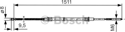 BOSCH 1 987 477 284 - Трос ручного тормоза VW POLO 94-01, POLO CLASSIC 95-01, SEAT CORDOBA 93-99, IBIZA II 93-99, autosila-amz.com