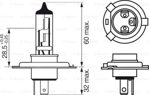 BOSCH 1 987 301 002 - Лампа  h4 plus 30 12v блистер (упаковка 1 шт) autosila-amz.com