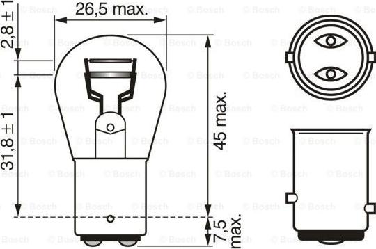 BOSCH 1 987 302 814 - ЛАМПА НАКАЛИВАНИЯ СИГНАЛЬНАЯ P21/5W BAY15S ECO 12V 21/5W КАРТОН 10 ШТ (ЦЕНА ЗА ШТУКУ) 1987302814 autosila-amz.com