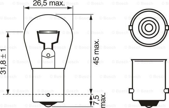 BOSCH 1 987 301 017 - Комплект ламп накаливания блистер 2шт P21W 12V 21W BA15s Pure Light (стандартные характеристики) autosila-amz.com