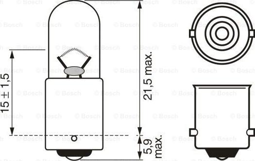 BOSCH 1 987 302 512 - лампа накаливания !стояночные огни и освещение салона 4W 24V (BA9S) \Omn autosila-amz.com