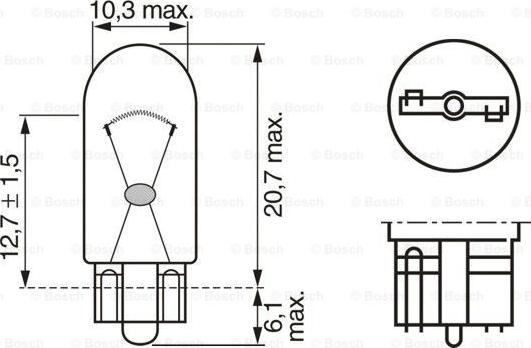 BOSCH 1 987 302 206 - Лампа накаливания сигнальная W5W W2.1x9.5d Pure light 12V 5W картон 10шт цена за 1шт autosila-amz.com