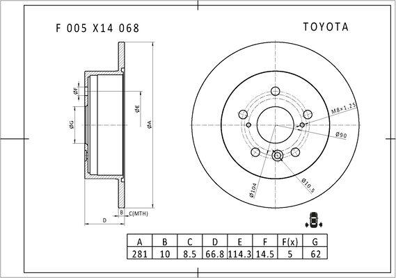 BOSCH F 005 X14 068 - Тормозной диск autosila-amz.com