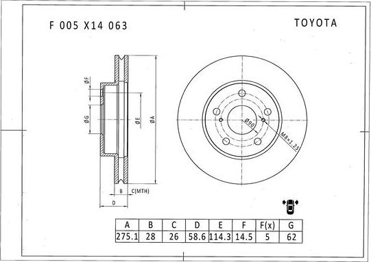 BOSCH F 005 X14 063 - Тормозной диск autosila-amz.com