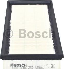 BOSCH F 026 400 452 - Воздушный фильтр, двигатель autosila-amz.com