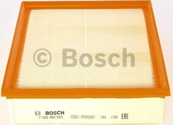 BOSCH F 026 400 555 - Воздушный фильтр, двигатель autosila-amz.com