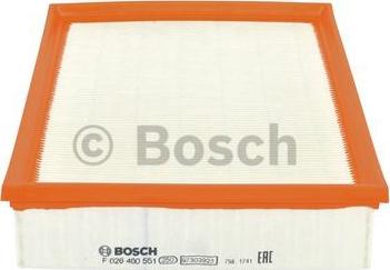 BOSCH F 026 400 551 - Воздушный фильтр, двигатель autosila-amz.com