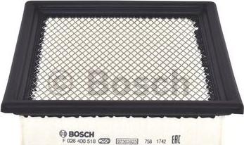 BOSCH F 026 400 518 - Воздушный фильтр, двигатель autosila-amz.com