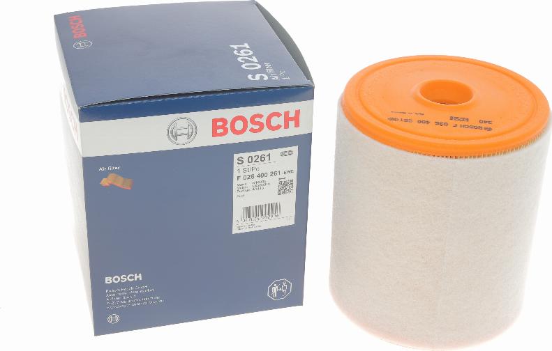 BOSCH F 026 400 261 - Воздушный фильтр, двигатель autosila-amz.com