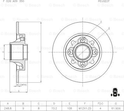 BOSCH F 026 A09 350 - Тормозной диск autosila-amz.com