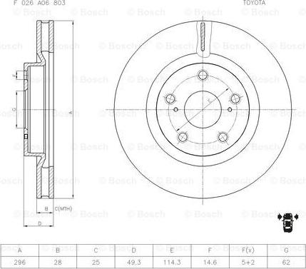 BOSCH F 026 A06 803 - Тормозной диск autosila-amz.com