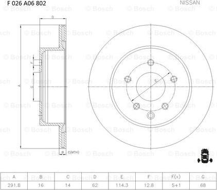 BOSCH F 026 A06 802 - Тормозной диск autosila-amz.com