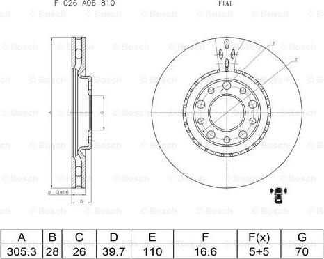 BOSCH F 026 A06 810 - Тормозной диск autosila-amz.com