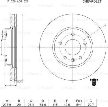 BOSCH F 026 A06 327 - Тормозной диск autosila-amz.com