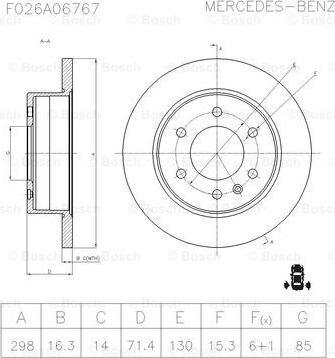 BOSCH F 026 A06 767 - Тормозной диск autosila-amz.com