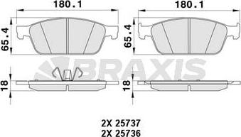 Braxis AA0444 - Тормозные колодки, дисковые, комплект autosila-amz.com