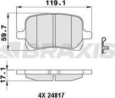 Braxis AA0459 - Тормозные колодки, дисковые, комплект autosila-amz.com