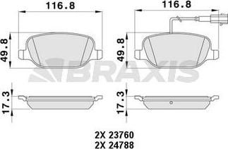 Braxis AA0455 - Тормозные колодки, дисковые, комплект autosila-amz.com