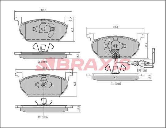 Braxis AA0458 - Тормозные колодки, дисковые, комплект autosila-amz.com