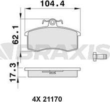 Braxis AA0467 - Тормозные колодки, дисковые, комплект autosila-amz.com