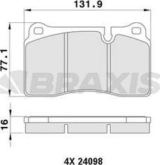 Braxis AA0409 - Тормозные колодки, дисковые, комплект autosila-amz.com