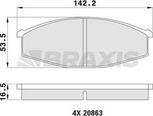 Braxis AA0400 - Тормозные колодки, дисковые, комплект autosila-amz.com