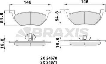 Braxis AA0410 - Тормозные колодки, дисковые, комплект autosila-amz.com