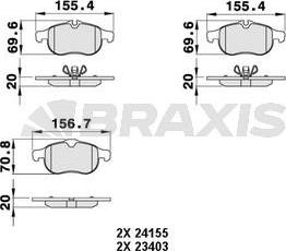 Braxis AA0487 - Тормозные колодки, дисковые, комплект autosila-amz.com