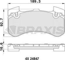 Braxis AA0420 - Тормозные колодки, дисковые, комплект autosila-amz.com
