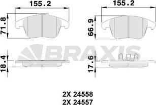 Braxis AA0508 - Тормозные колодки, дисковые, комплект autosila-amz.com