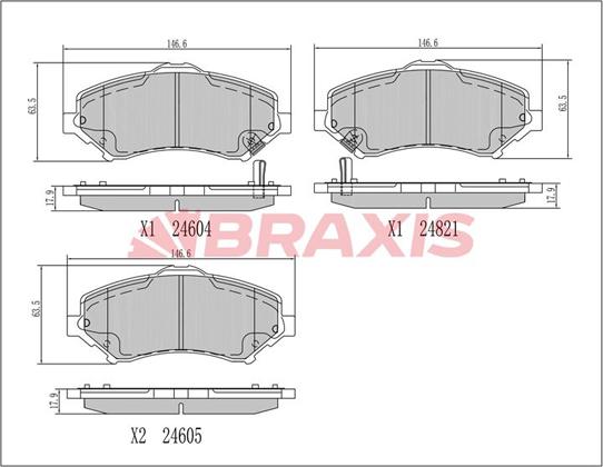 Braxis AA0691 - Тормозные колодки, дисковые, комплект autosila-amz.com
