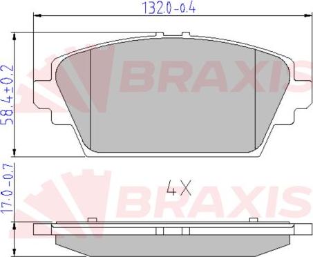 Braxis AA0644 - Тормозные колодки, дисковые, комплект autosila-amz.com