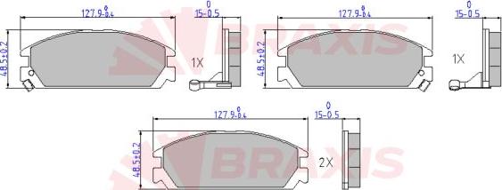 Braxis AA0645 - Тормозные колодки, дисковые, комплект autosila-amz.com