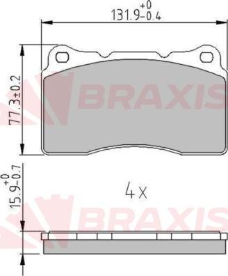 Braxis AA0651 - Тормозные колодки, дисковые, комплект autosila-amz.com