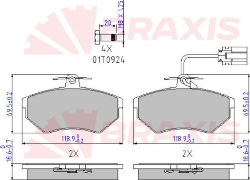 Braxis AA0653 - Тормозные колодки, дисковые, комплект autosila-amz.com