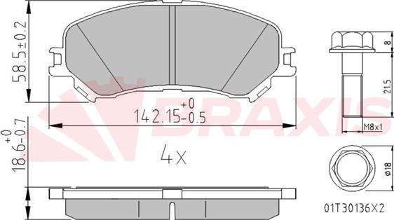 Braxis AA0667 - Тормозные колодки, дисковые, комплект autosila-amz.com