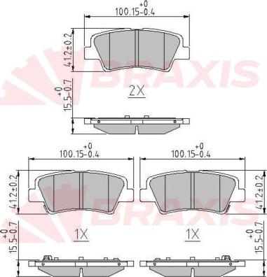 Braxis AA0602 - Тормозные колодки, дисковые, комплект autosila-amz.com