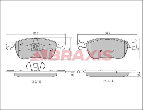 Braxis AA0685 - Тормозные колодки, дисковые, комплект autosila-amz.com