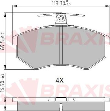 Braxis AA0634 - Тормозные колодки, дисковые, комплект autosila-amz.com