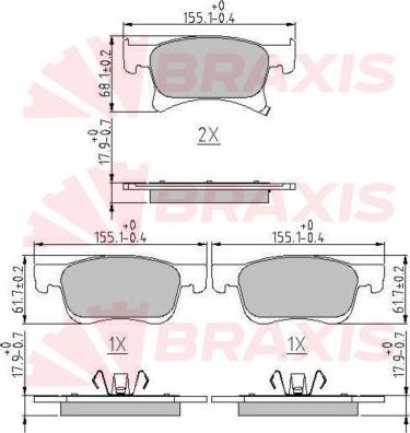 Braxis AA0630 - Тормозные колодки, дисковые, комплект autosila-amz.com