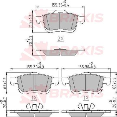 Braxis AA0637 - Тормозные колодки, дисковые, комплект autosila-amz.com