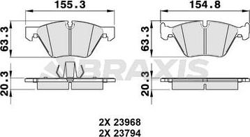 Braxis AA0090 - Тормозные колодки, дисковые, комплект autosila-amz.com