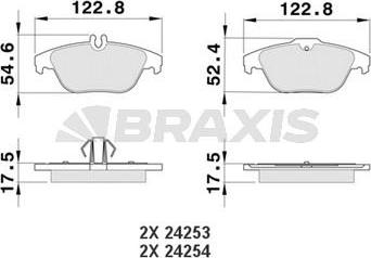 Braxis AA0091 - Тормозные колодки, дисковые, комплект autosila-amz.com