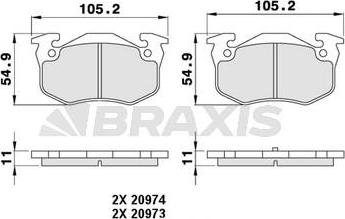 Braxis AA0049 - Тормозные колодки, дисковые, комплект autosila-amz.com