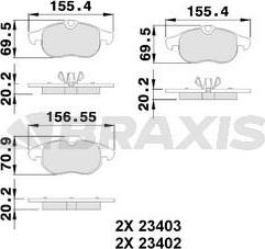 Braxis AA0045 - Тормозные колодки, дисковые, комплект autosila-amz.com