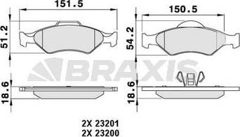 Braxis AA0041 - Тормозные колодки, дисковые, комплект autosila-amz.com